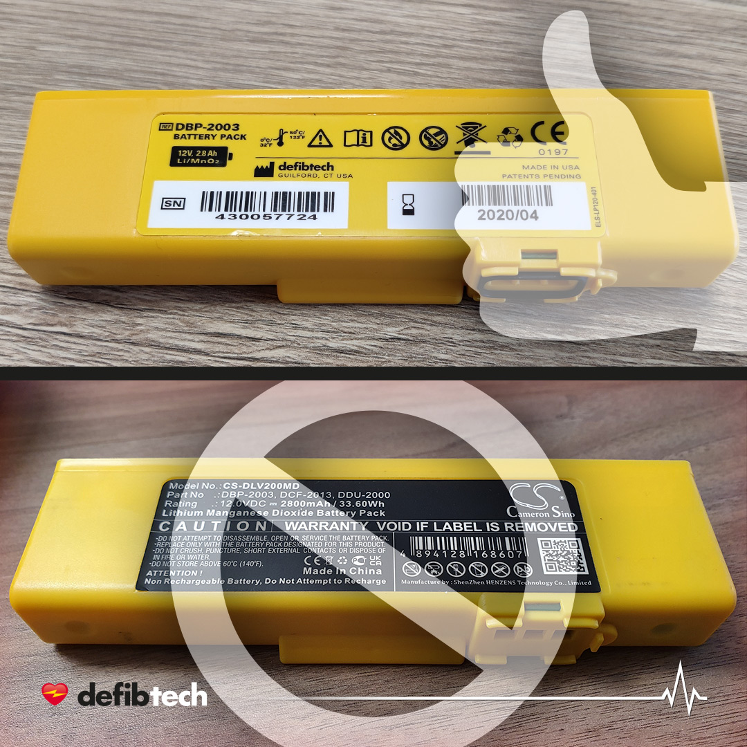 Defibtech waarschuwt voor replica batterijen!